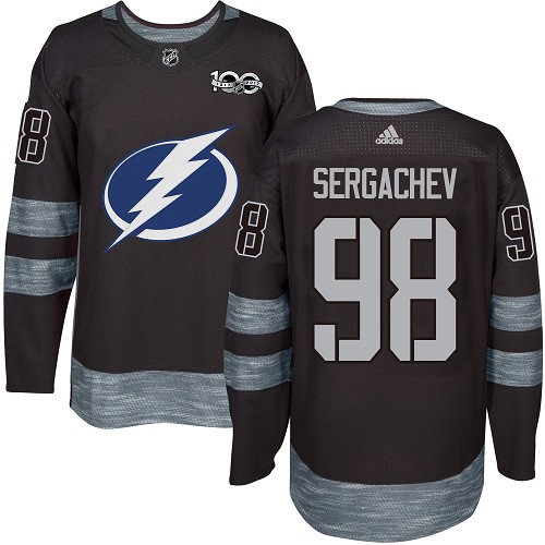 Adidas Lightning #98 Mikhail Sergachev Black 1917-100th Anniversary Stitched NHL Jersey - Click Image to Close